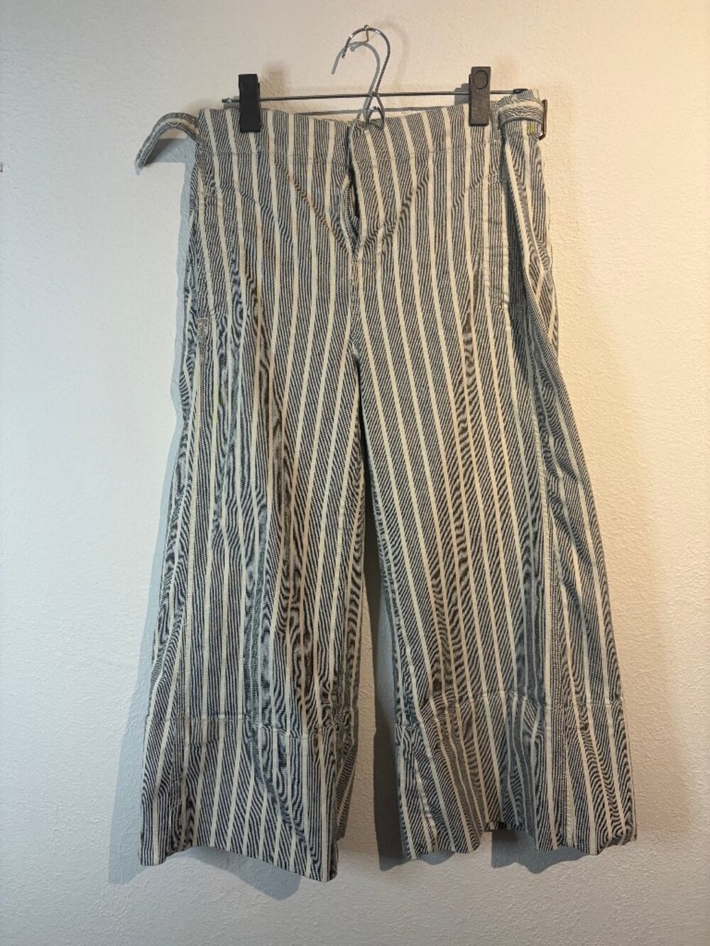 Pilcro Anthropologie Striped Wide Leg Cropped Pants Size 28 Coastal
